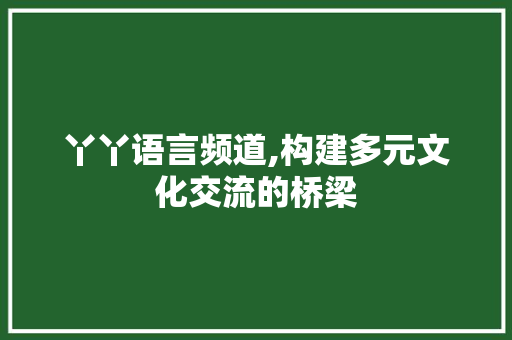 丫丫语言频道,构建多元文化交流的桥梁