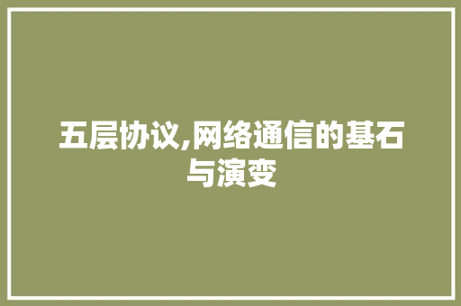 五层协议,网络通信的基石与演变