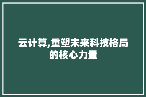 云计算,重塑未来科技格局的核心力量
