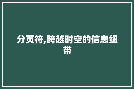 分页符,跨越时空的信息纽带