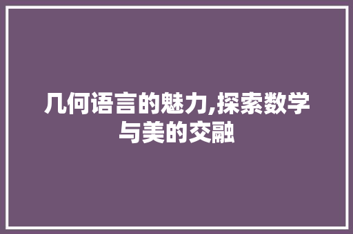 几何语言的魅力,探索数学与美的交融 神马SEO