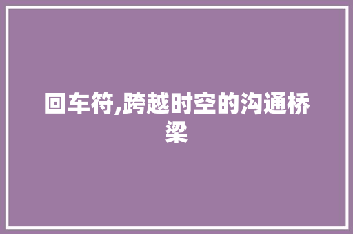 回车符,跨越时空的沟通桥梁