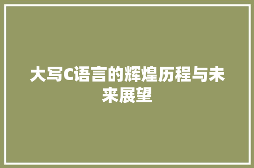 大写C语言的辉煌历程与未来展望