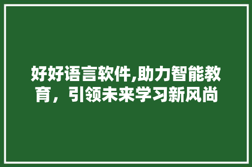 好好语言软件,助力智能教育，引领未来学习新风尚 SEO关键词