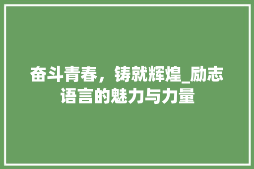 奋斗青春，铸就辉煌_励志语言的魅力与力量 百度SEO