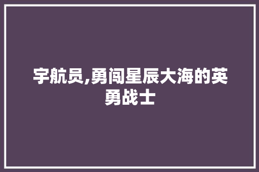 宇航员,勇闯星辰大海的英勇战士
