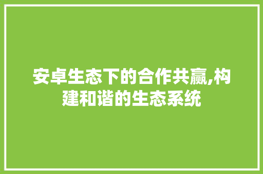 安卓生态下的合作共赢,构建和谐的生态系统