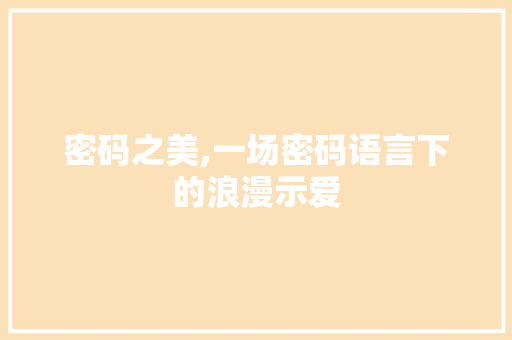 密码之美,一场密码语言下的浪漫示爱