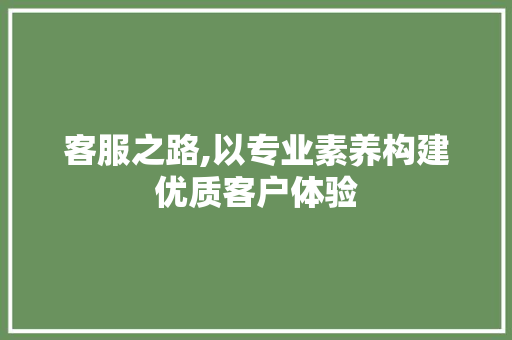 客服之路,以专业素养构建优质客户体验