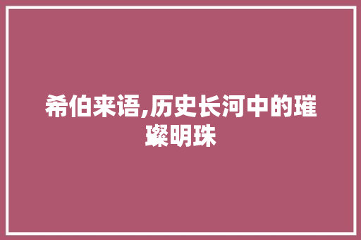希伯来语,历史长河中的璀璨明珠