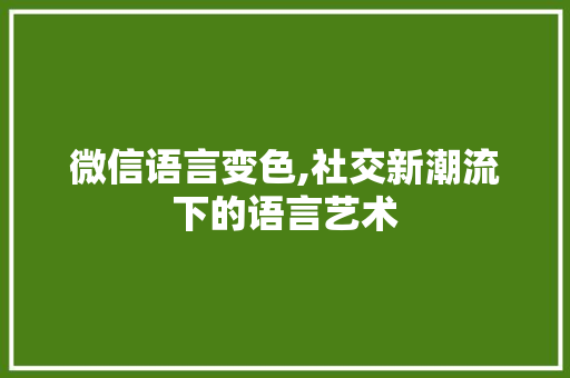 微信语言变色,社交新潮流下的语言艺术