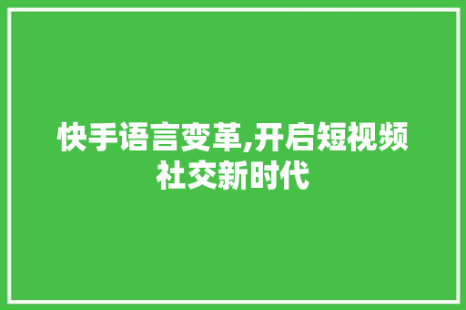 快手语言变革,开启短视频社交新时代 必应SEO