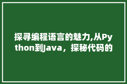 探寻编程语言的魅力,从Python到Java，探秘代码的奥秘
