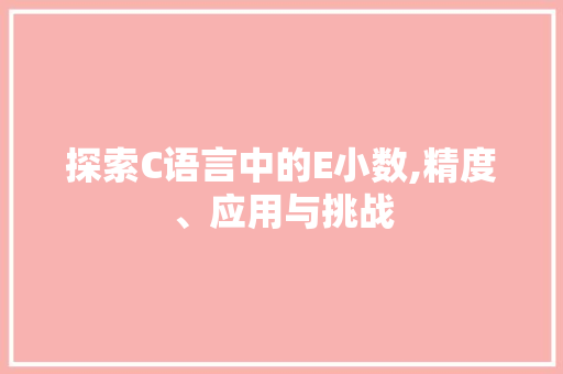 探索C语言中的E小数,精度、应用与挑战