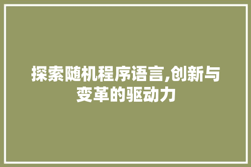 探索随机程序语言,创新与变革的驱动力