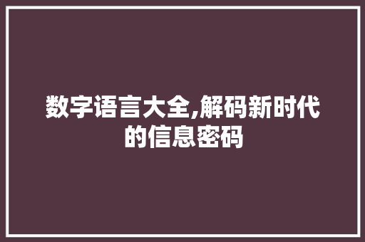 数字语言大全,解码新时代的信息密码 网站建设公司
