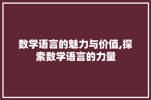 数学语言的魅力与价值,探索数学语言的力量