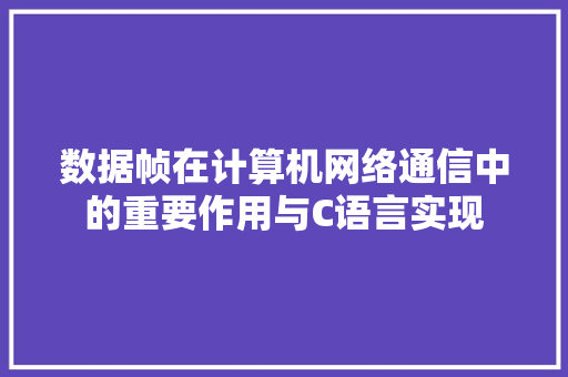 数据帧在计算机网络通信中的重要作用与C语言实现