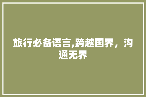 旅行必备语言,跨越国界，沟通无界