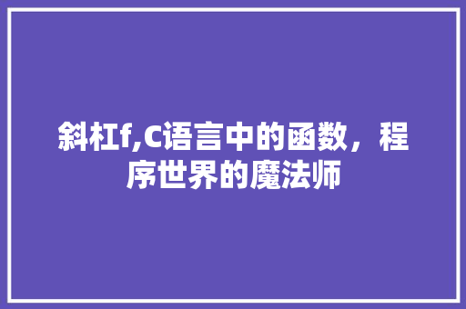 斜杠f,C语言中的函数，程序世界的魔法师