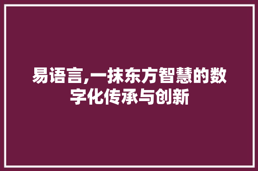 易语言,一抹东方智慧的数字化传承与创新
