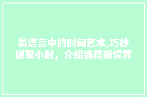 易语言中的时间艺术,巧妙提取小时，介绍编程新境界