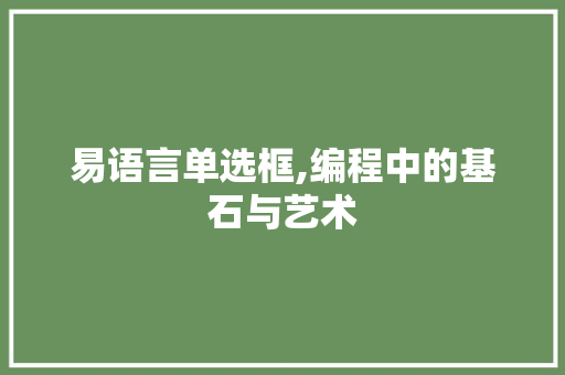 易语言单选框,编程中的基石与艺术