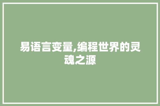 易语言变量,编程世界的灵魂之源