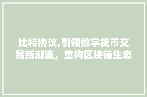比特协议,引领数字货币交易新潮流，重构区块链生态系统
