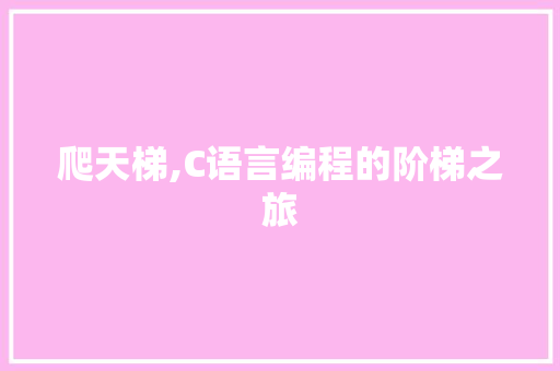 爬天梯,C语言编程的阶梯之旅