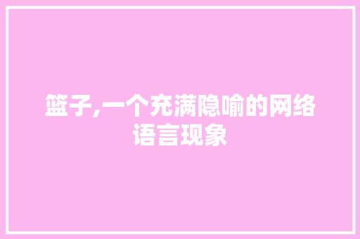 篮子,一个充满隐喻的网络语言现象