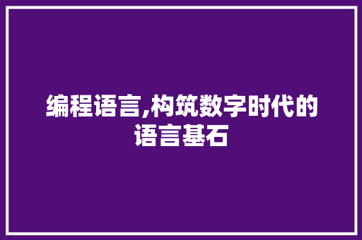 编程语言,构筑数字时代的语言基石 搜狗SEO