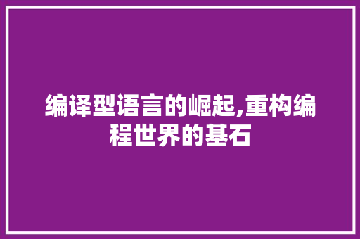 编译型语言的崛起,重构编程世界的基石 网站建设公司