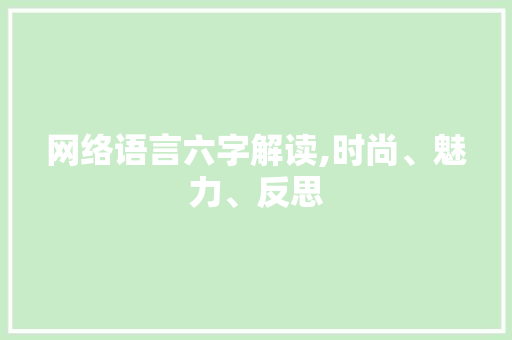 网络语言六字解读,时尚、魅力、反思