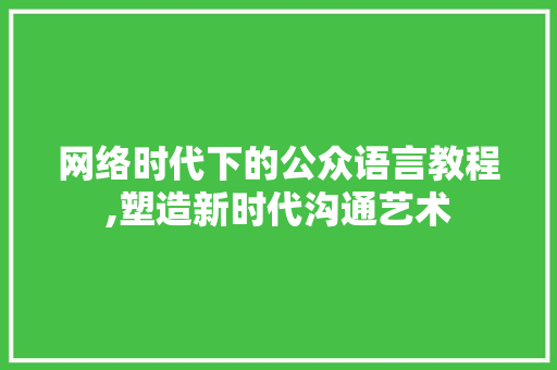 网络时代下的公众语言教程,塑造新时代沟通艺术