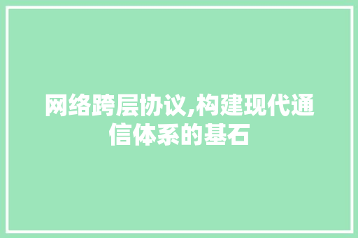 网络跨层协议,构建现代通信体系的基石 网站建设公司