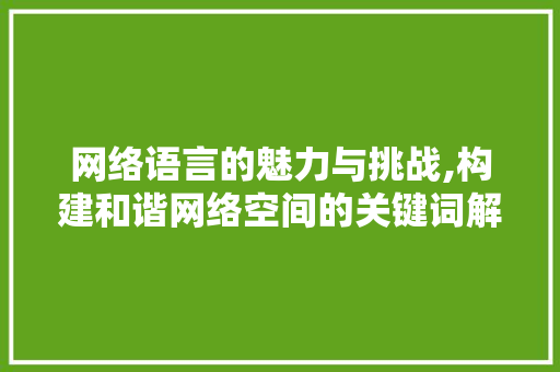 网络语言的魅力与挑战,构建和谐网络空间的关键词解读 搜狗SEO