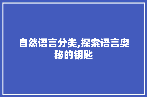 自然语言分类,探索语言奥秘的钥匙