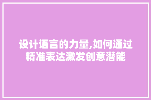 设计语言的力量,如何通过精准表达激发创意潜能