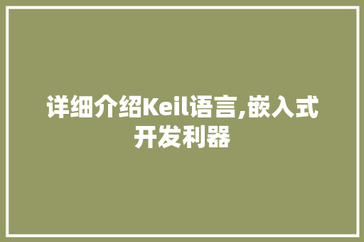 详细介绍Keil语言,嵌入式开发利器