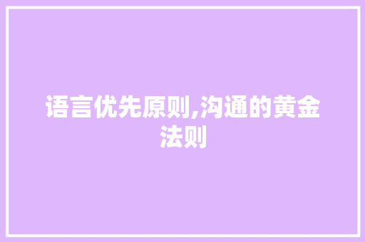 语言优先原则,沟通的黄金法则