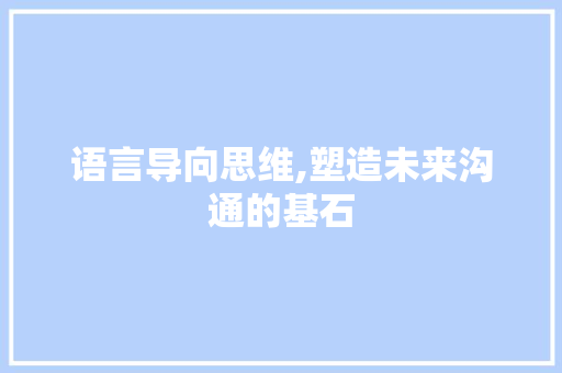 语言导向思维,塑造未来沟通的基石
