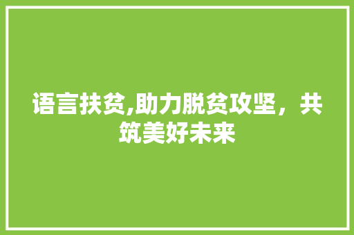 语言扶贫,助力脱贫攻坚，共筑美好未来