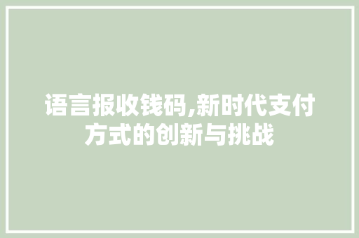 语言报收钱码,新时代支付方式的创新与挑战
