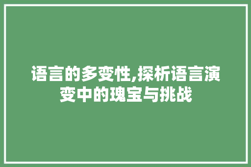 语言的多变性,探析语言演变中的瑰宝与挑战