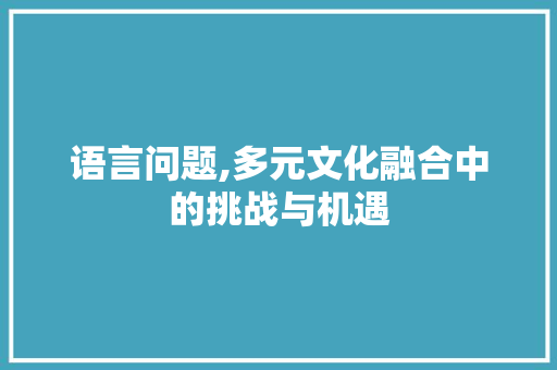 语言问题,多元文化融合中的挑战与机遇 必应SEO