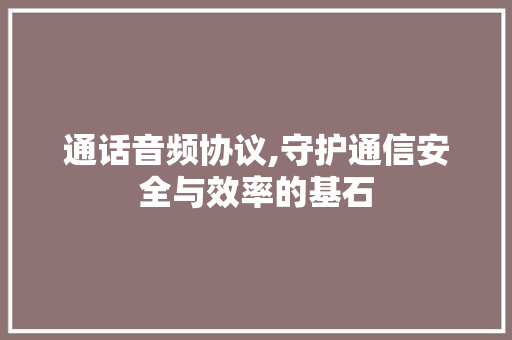 通话音频协议,守护通信安全与效率的基石 必应SEO