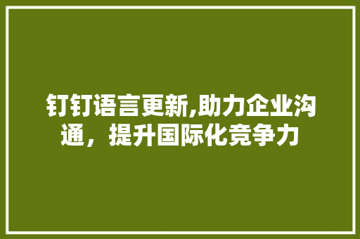 钉钉语言更新,助力企业沟通，提升国际化竞争力