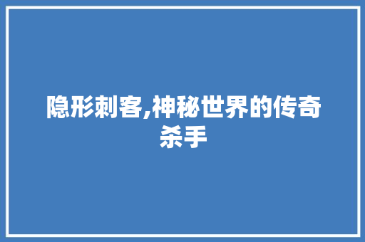 隐形刺客,神秘世界的传奇杀手