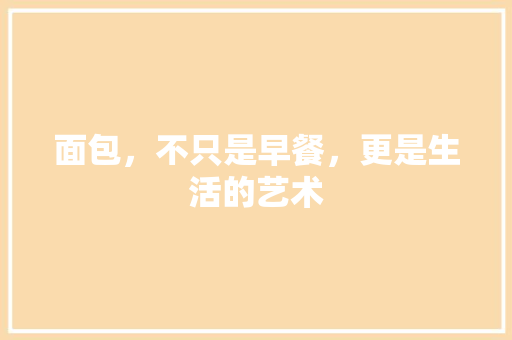 面包，不只是早餐，更是生活的艺术